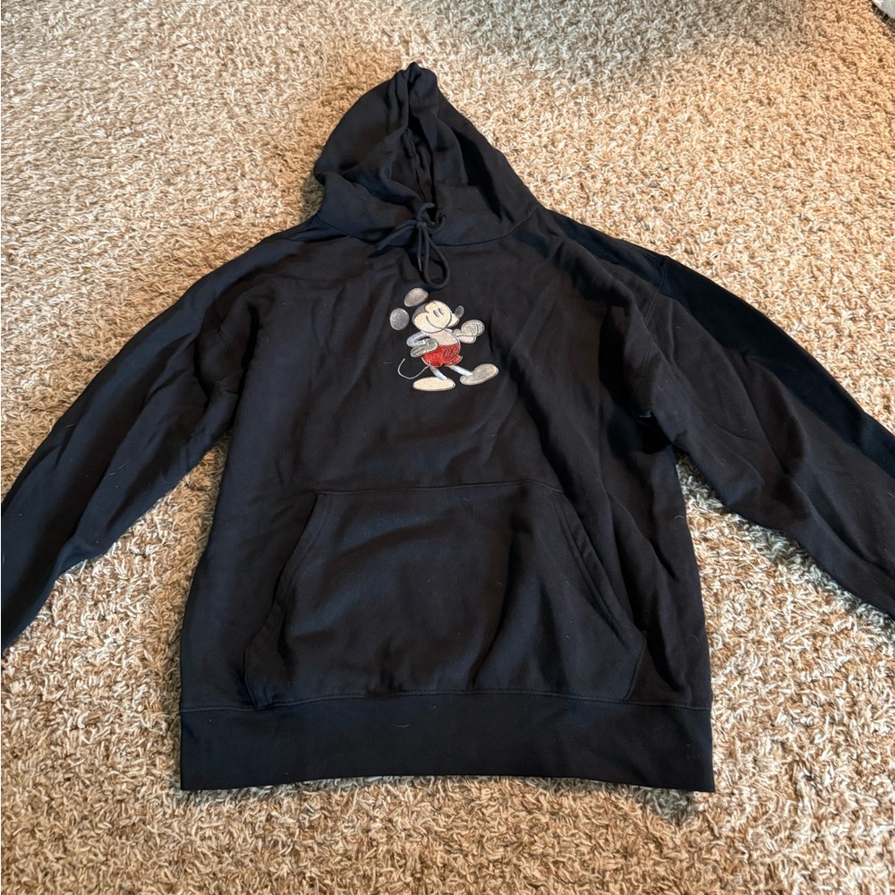 Black embroidered Disney Mickey Mouse Hoodie